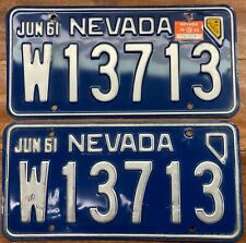 NICE'r PAIR JUNE 1961 - 1963 NEVADA LICENSE PLATE, W 13713 WASHOE COUNTY RENO NV picture