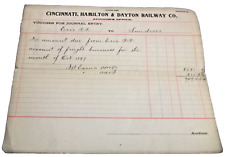 OCTOBER 1897 CINCINNATI HAMILTON & DAYTON JOURNAL ENTRY VOUCHER CHECK TO ERIE picture
