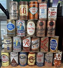 Vintage Lot 32 Flat Top Beer Soda Cans OI Mostly West Coast Labels Rusty Bunch picture