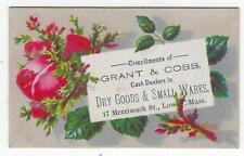 Grant and Cobb Dry Goods Lowell, Massachusetts Roses Victorian Trade Card picture