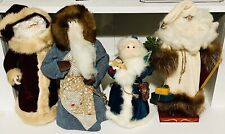 Group Of 4 Vintage Santa Claus Dolls Christmas Handmade Antique picture