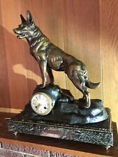 Original L. CARVIN Bronze Police Dog Clock, 1 year Guarantee picture