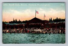 Seattle WA-Washington, Alki Beach Bath House, Antique Vintage Postcard picture