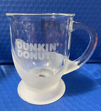 Dunkin' Donuts 2016 Clear & Frosted Glass 12 oz. Footed Coffee Pair (2) No Box picture