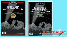 10 BCW SILVER RESEALABLE COMIC BOOK BAGS & BACKING BOARDS Clear Plastic No Acid picture