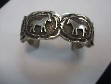 Native American Sterling Silver cuff Bracelet with Horses  design signed picture
