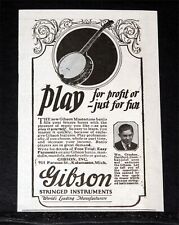 1924 OLD MAGAZINE PRINT AD, GIBSON STRINGED INSTRUMENTS, OUR MASTERTONE BANJO picture