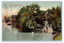 1909 Little Red Bridge Lake Trees View Jefferson Wisconsin WI Vintage Postcard picture