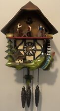 Vintage Black Forest GERMAN Musical Cuckoo Clock Men Chopping Sawing Water Wheel picture