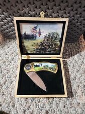 collectors series civil war commerative knife,  north / south battle scene picture