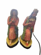 2 vintage Mexico Folk Art Clay Nativity Figures- Mary & Joseph picture
