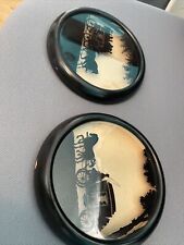 Lot Of 2 Reverse Painted C & A Richards Silhouette Of An Old Coach Boston Mass picture