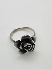 SIZE 7 4.1g STERLING SILVER VINTAGE ROSE FLOWER STAMPED JEWELRY RING FINE picture
