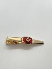 VINTAGE MENS DRESS TIE BAR MASONIC SQUARE COMPASS GOLD FILLED 5.4g picture