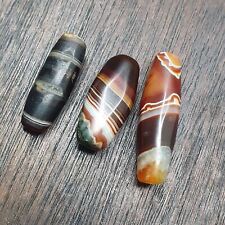 Lot 3 Antique Collectible Agate Beads Unique patterns Banded Agate -10 picture