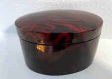 Unique vintage nested red & black swirled lacquer oval lidded boxes (3) picture