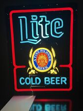 Miller Lite “Cold Beer” Light LED Beer Sign Bar Neon-Style Vintage 1980s READ picture