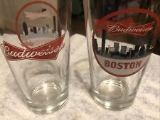 Libby Budweiser Boston 2 Tall Beer Glasses Super Nice picture