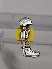 Small Fallen Soldier Battlefield Cross Veterans Memorial Pin Lapel Boots 3/4