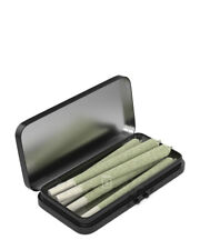 Tin Box CHILD RESISTANT and AIR-TIGHT PRE-ROLL JOINT CASE Hinged-Lid BLACK NEW picture