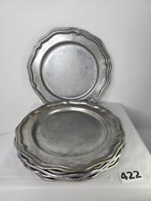 Crown Castle Ltd. Set Of 5 Dinner Plates Metal Pewter Vintage Patina USA Country picture