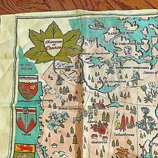 Vintage NWT Linen Tea Towel Dominion of Canada Crests and  Flowers of Canada  picture