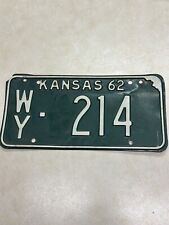 Vintage Obsolete Wyandotte County Kansas 1962 License Plate #214 picture