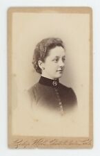 Antique CDV Circa 1870s Beautiful Woman in Black Dress Woods Leeds England, UK picture