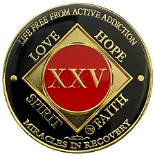 NA 25 Year Coin, Gold Color Plated Medallion, Narcotics Anonymous Coin picture