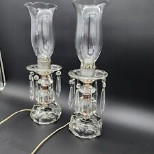 1920s Set Of Glass Prism Hurricane Mantel Lamps Farm Country Lighting Home Decor picture