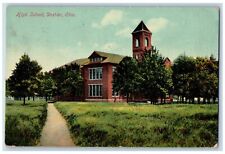 Deshler Ohio OH Postcard High School Building Pathway Trees 1911 Vintage Antique picture