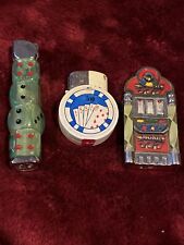 Vintage Lucky Gambler Lot Of 3  Butane Lighters The Dice Needs Adjustment picture