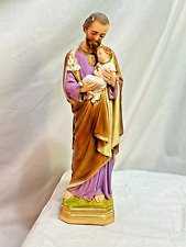 Antique St. Joseph with baby Jesus child  Chalkware Statue 17  in picture