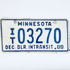 1988 United States Minnesota In Transit Dealer License Plate IT 03270 picture