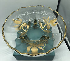 Vintage Clear W/ Gold Flowers Footed Console Bowl Nice picture