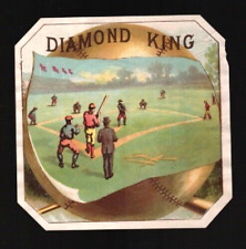Extremely Rare DIAMOND KING Baseball cigar box label - Over 130 years old picture