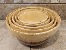 Set of 5 RRP Co Yellow Ware Mixing Bowls Brown Stripe  picture