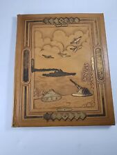 WWII Embossed Leather Photo Folder Navy Military Planes Ships Tanks Artillary picture