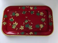 Holiday Platter Mid-century Metal Vintage Red And Green picture