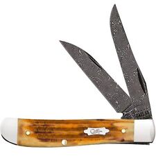 Case xx Knives Mini Trapper Burnt Goldenrod Bone 52422 Damascus Pocket Knife picture