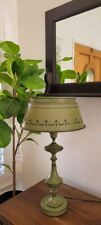 Vintage Avocado/Olive Green & Black Metal Lamp Base and Shade picture