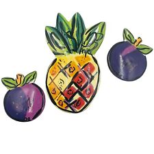 Vintage Bella Casa Wall Art Ceramic Pineapple 2 Plums Decor Kathryn Youngs Ganz picture