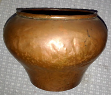 Antique Early Asian Solid Copper Bowl◇Unusual Stamps◇Rich Naturally Aged Patina picture