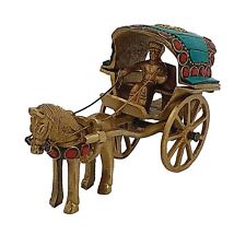 FCS Brass Idol | Vintage Horse cart with Stone Work Finish-Antique Glossy(AG-19) picture