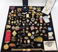 Large Lapel Pin and Collectibles Lot Olympics Fraternal Award Political & More picture