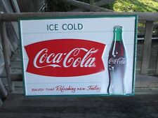 Coca-Cola Steel Sign Fishtail Ice Cold Coca-Cola Logo picture