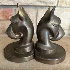 Antique Frankart  USA PAT APPLD  GREAT DANE dog bust art statue BOOKENDS signed picture
