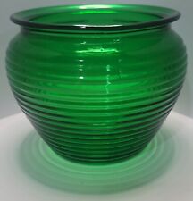 Vintage Green Glass Tobacco Humidor National Potteries Ribbed Jar *No Lid picture