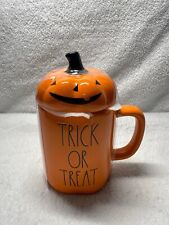 Rae Dunn Coffee Cup Trick Or Treat Orange With Pumpkin Topper New picture