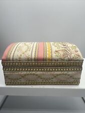 Schmid Jewelry Box Fabric Cloth Covered Vintage Tapestry Padded picture